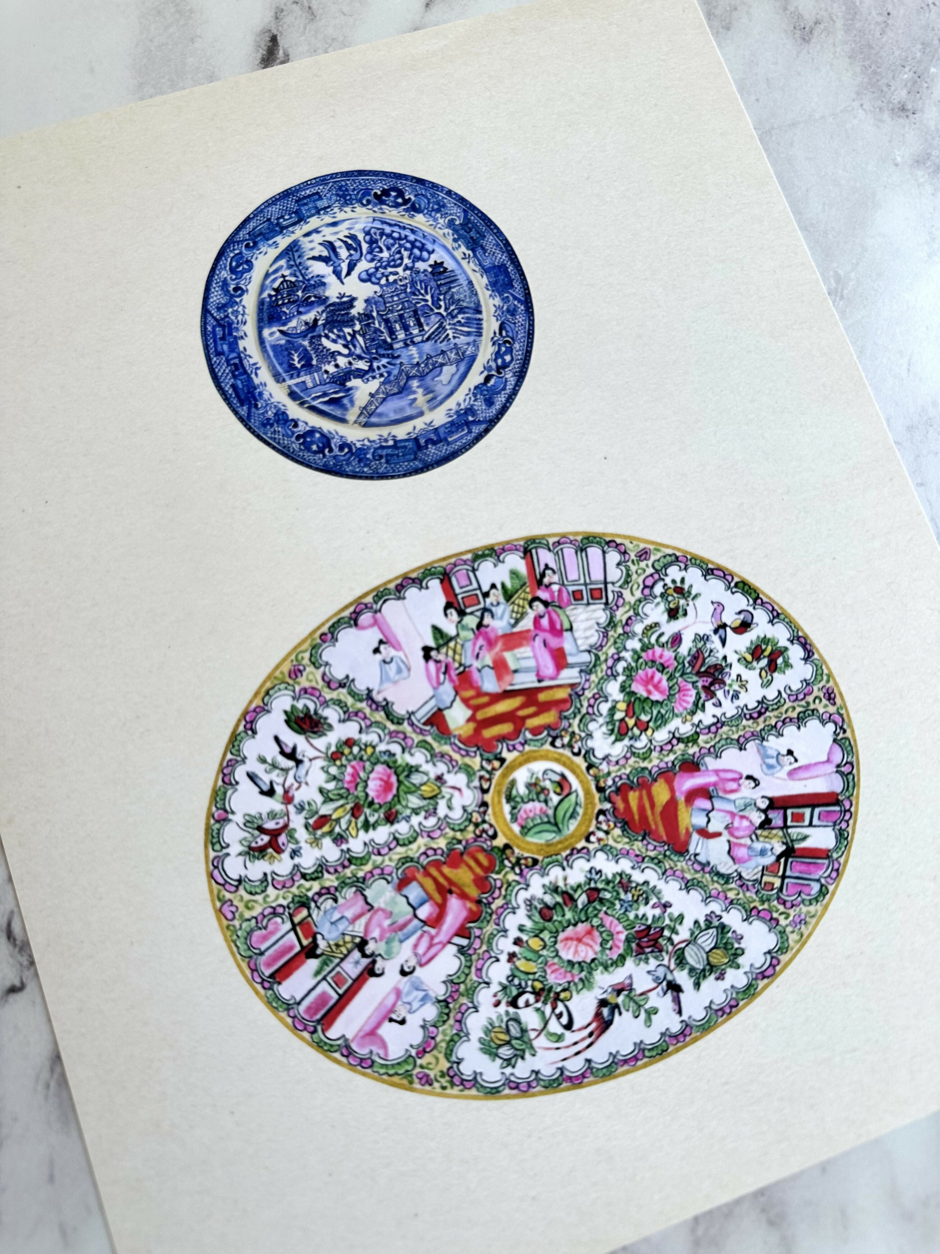 Blue Willow + Rose Medallion Platter Print