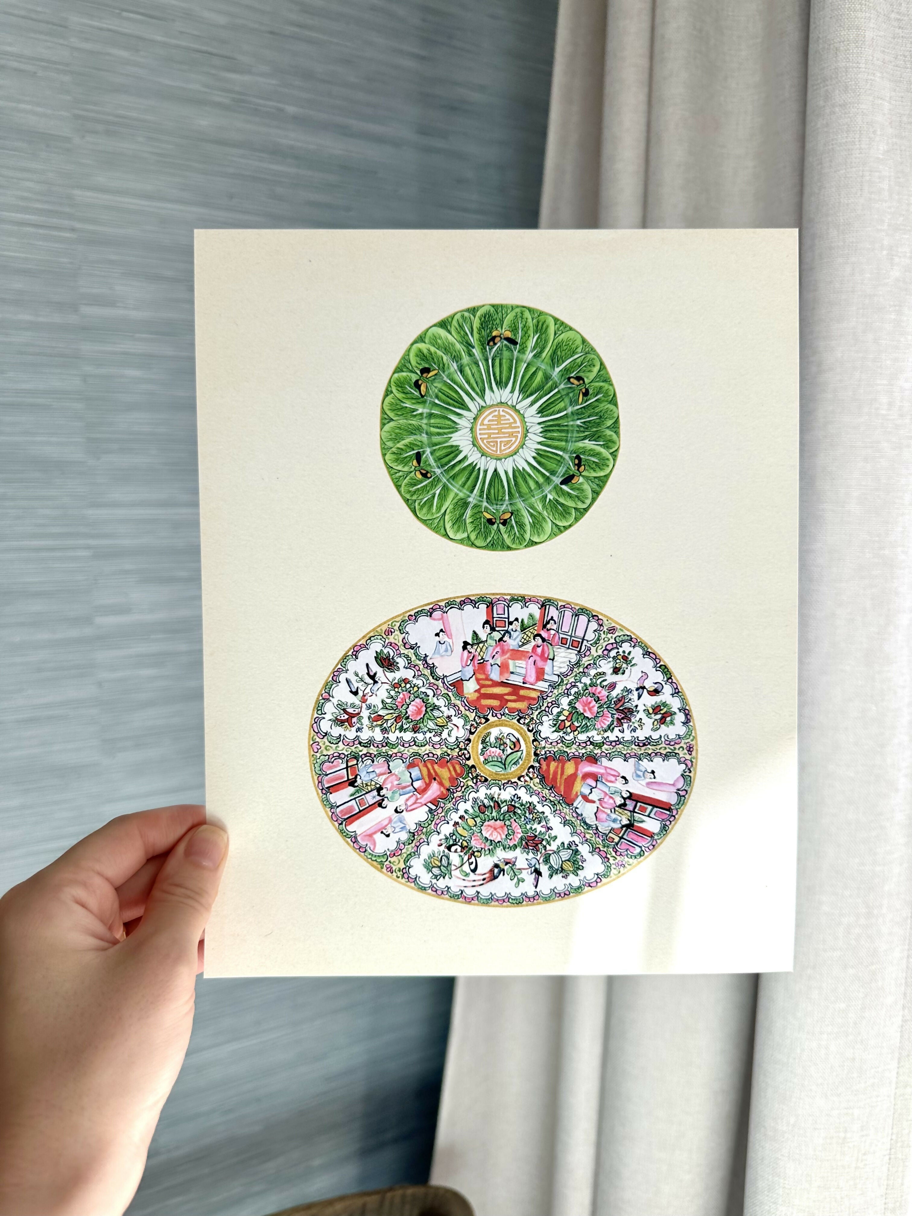 Bok Choy + Rose Medallion Platter Print