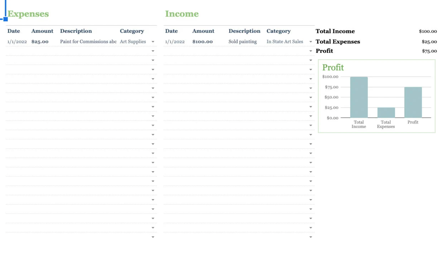 The Artist's Financial Tracker Workbook & Guide for Artists