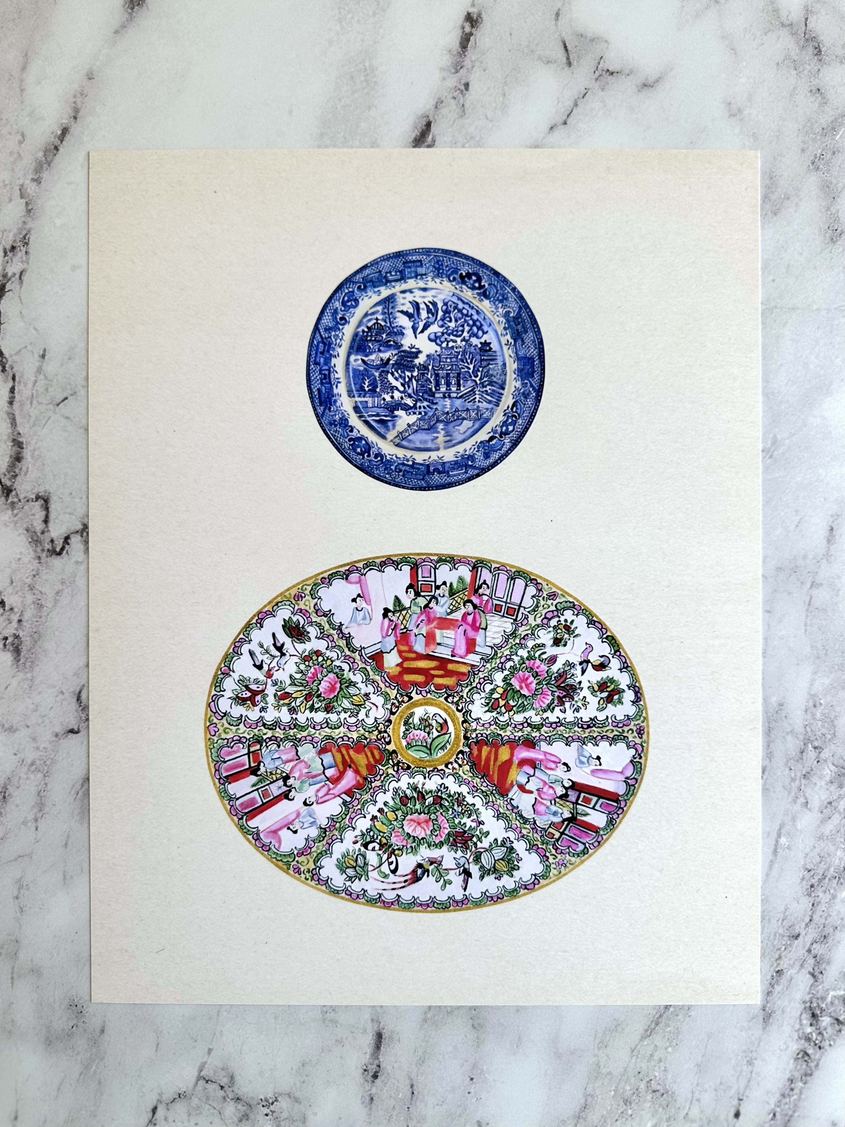 Blue Willow + Rose Medallion Platter Print