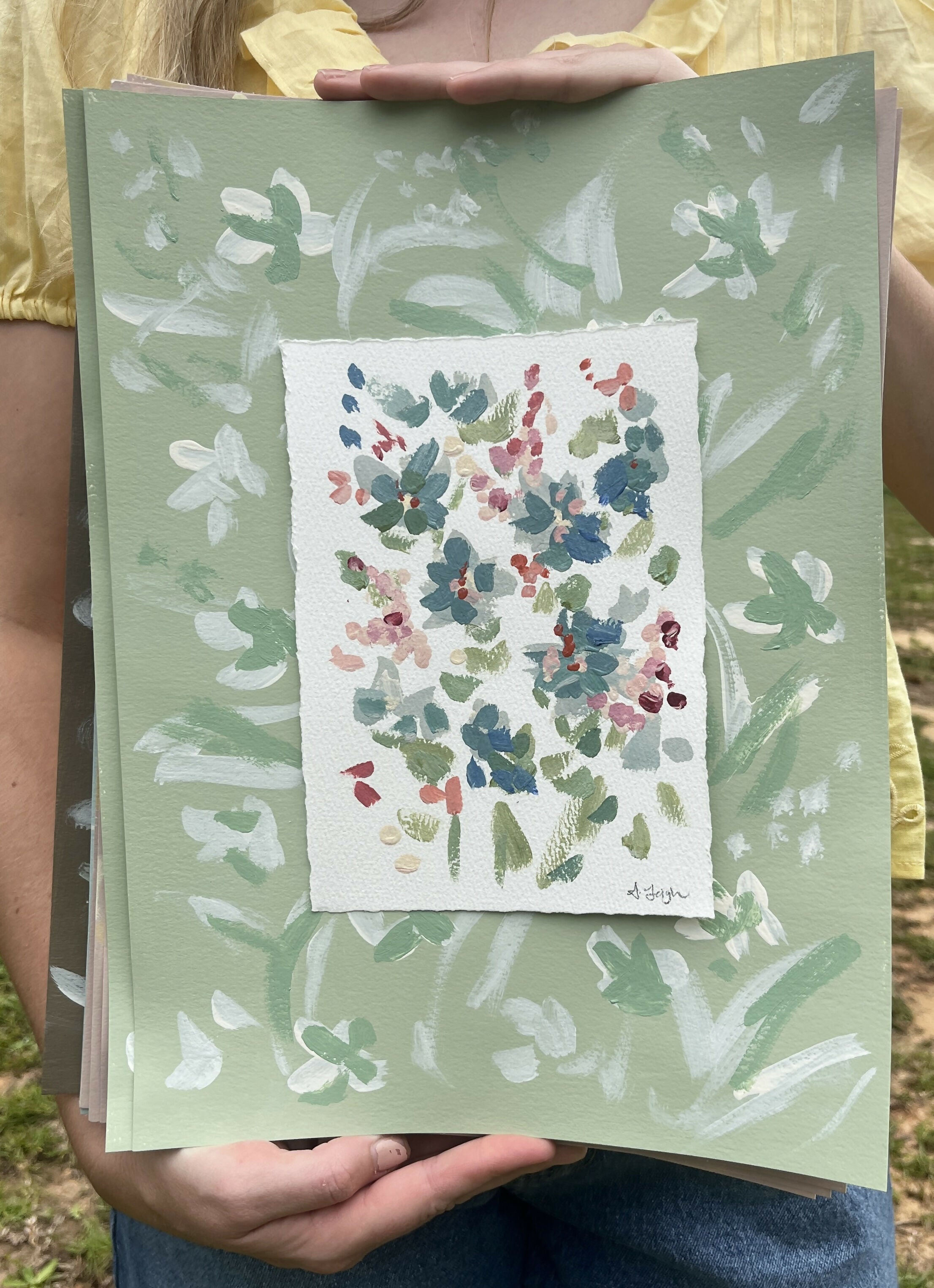 Little Marks of Spring in Nature Green & Teal I
