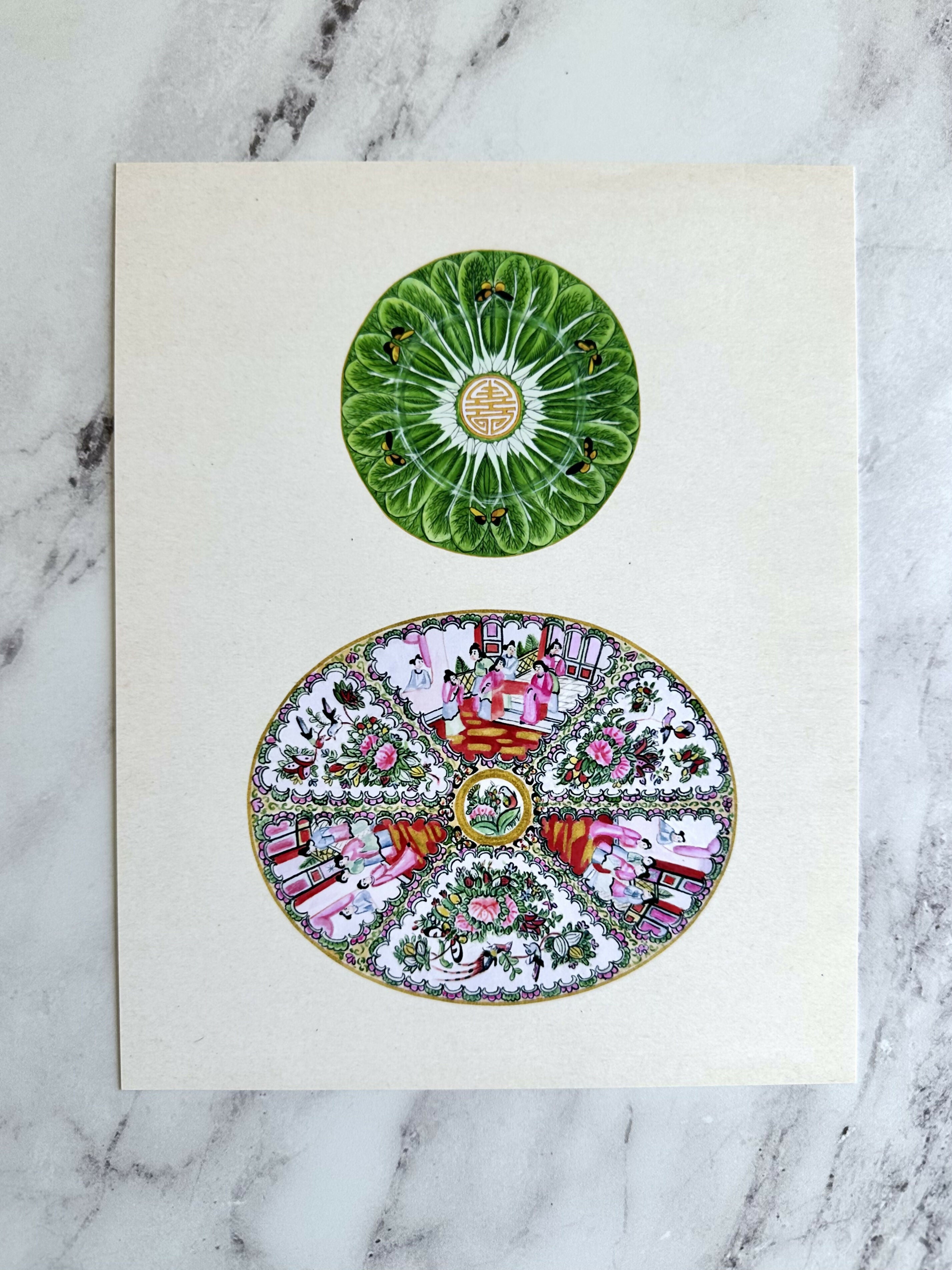 Bok Choy + Rose Medallion Platter Print