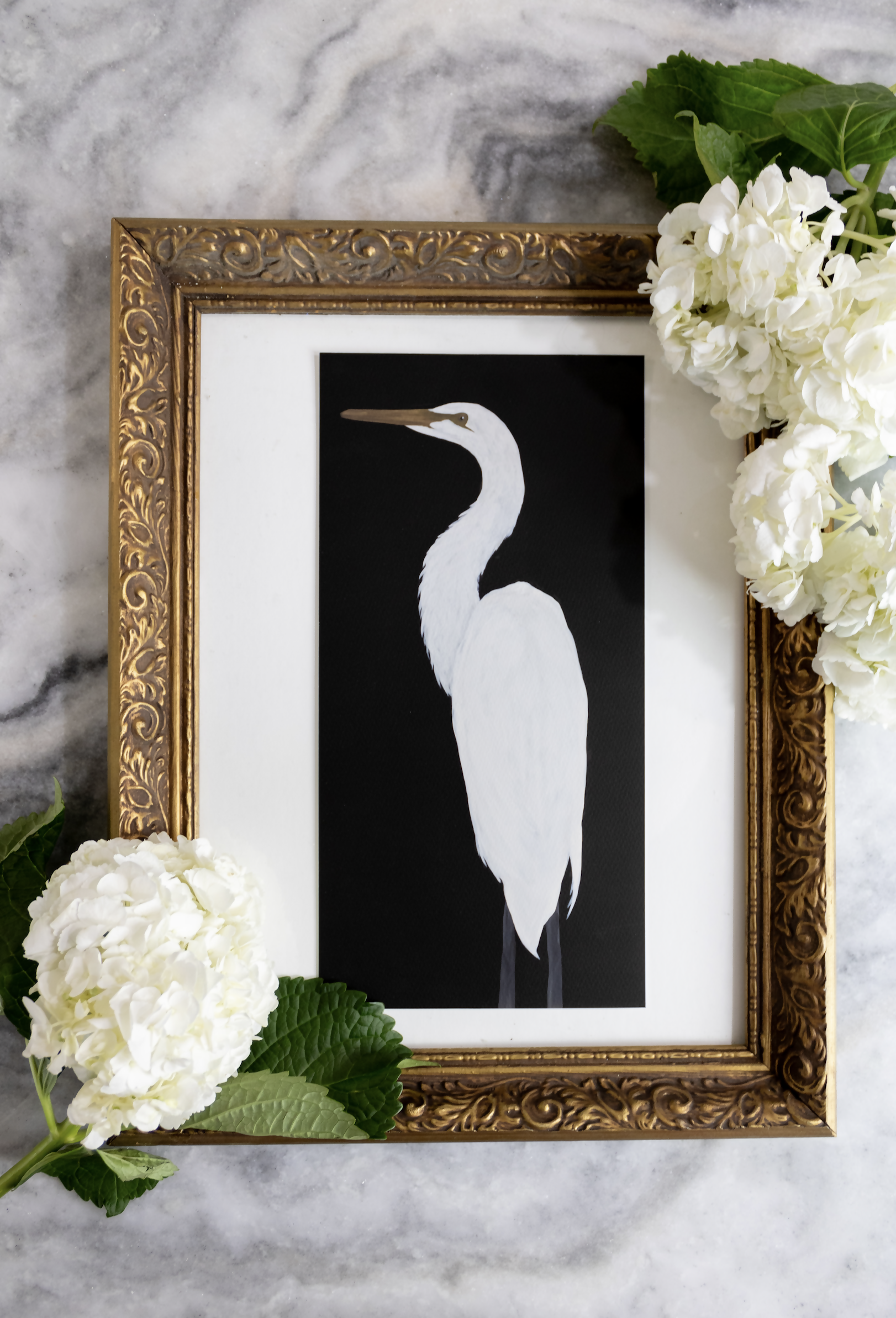Egret in Black II Print