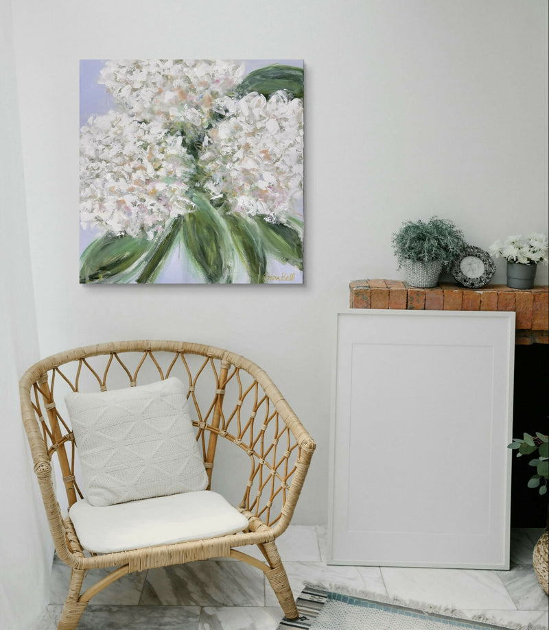 White Hydrangea Bloom 24”x24”