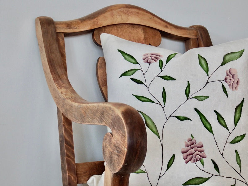 Hand Painted Floral Shams (20x20) on Ivory IV