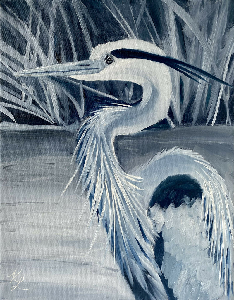 Heron in Blue Grasses