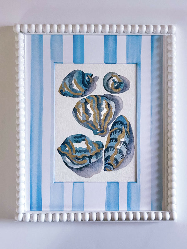 Heather Kiser Shell Study Cerulean Framed