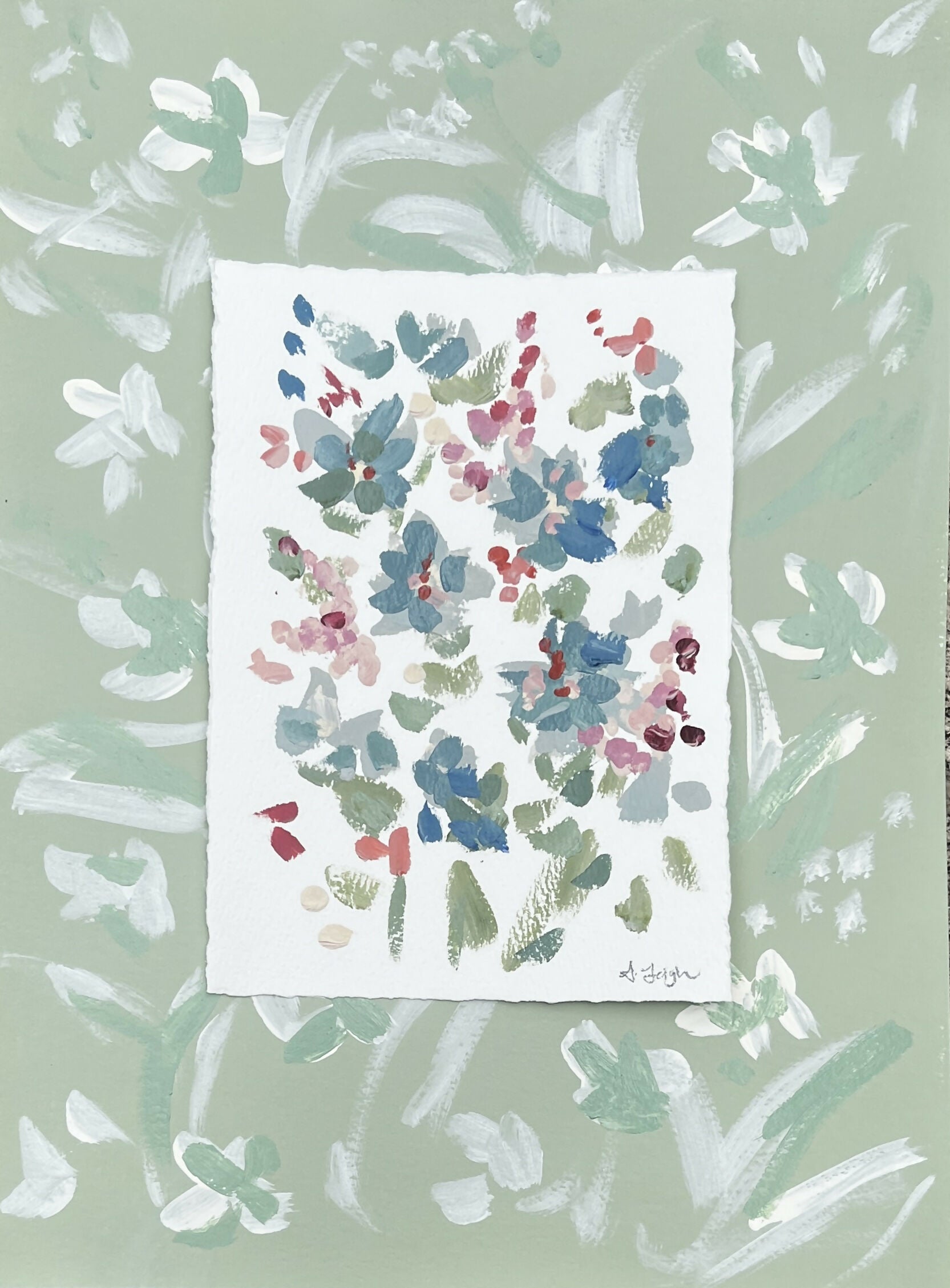 Little Marks of Spring in Nature Green & Teal I