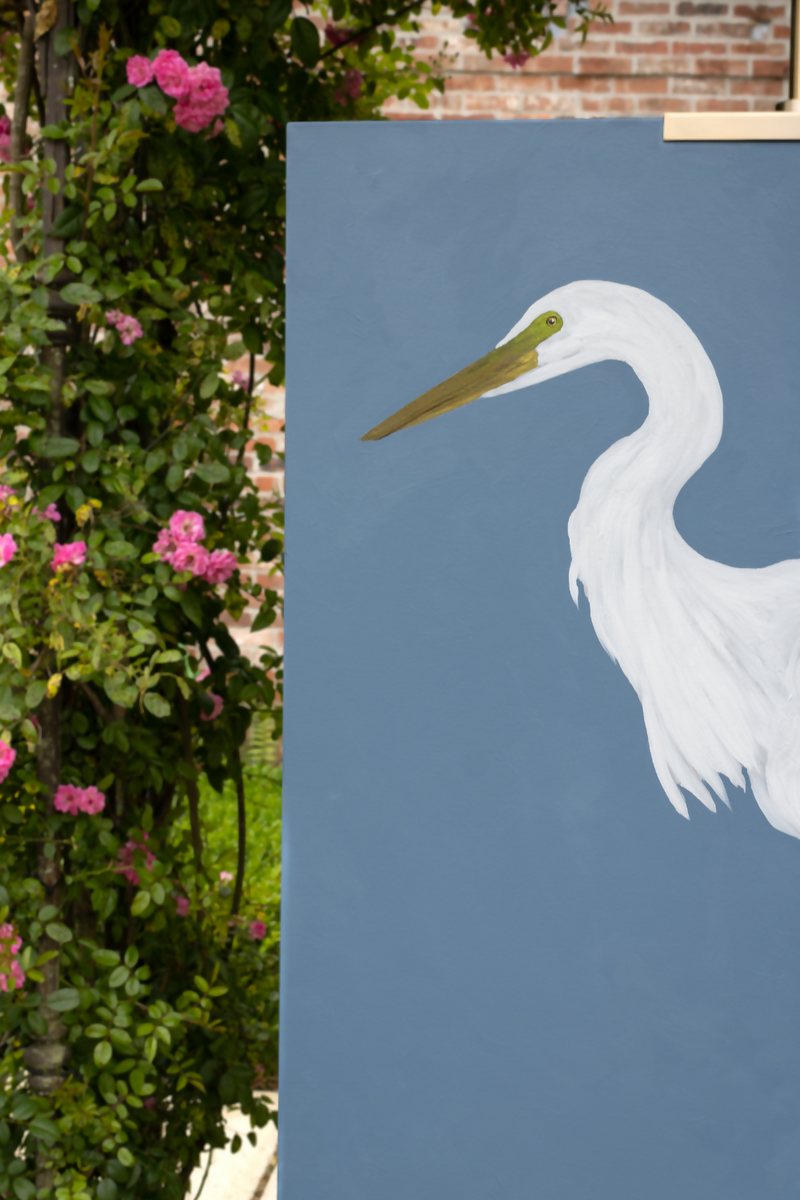 Egret in Chambray