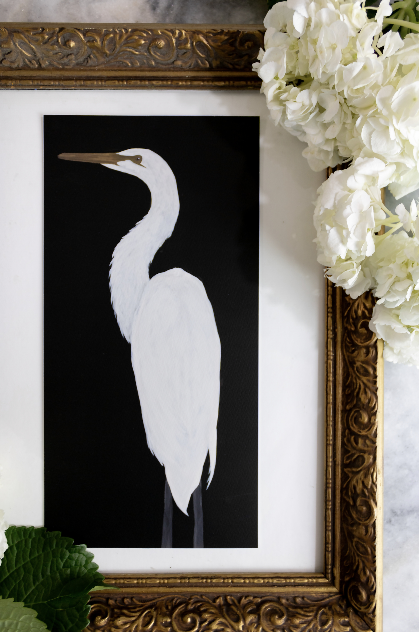 Egret in Black II Print