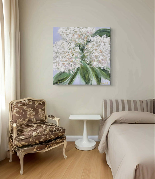 White Hydrangea Bloom 24”x24”