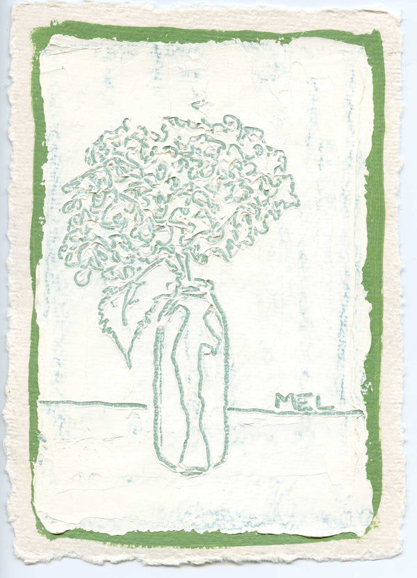 Sketched Milk Bottle Hydrangea in green II