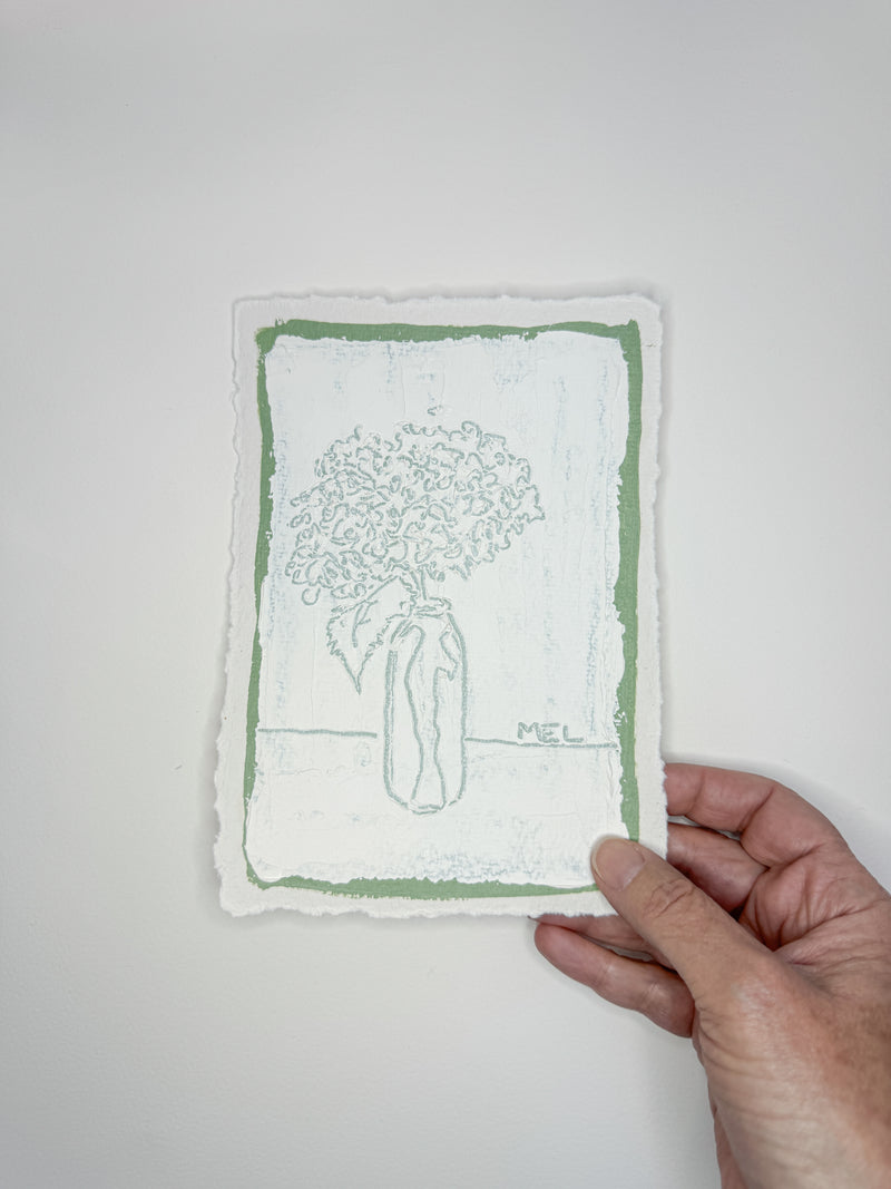 Sketched Milk Bottle Hydrangea in green II