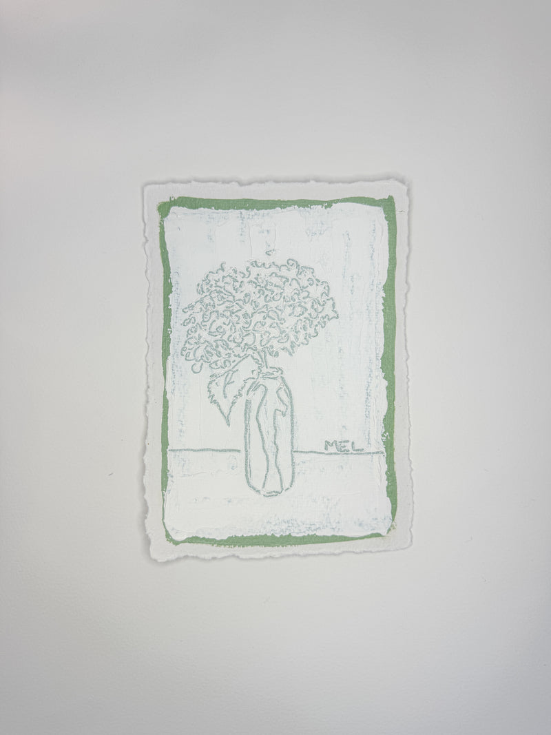 Sketched Milk Bottle Hydrangea in green II