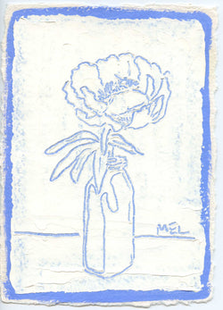 Sketched Milk Bottle Peony in Blue