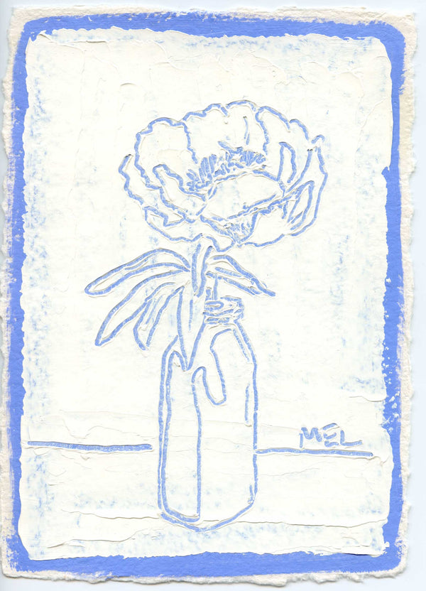 Sketched Milk Bottle Peony in Blue