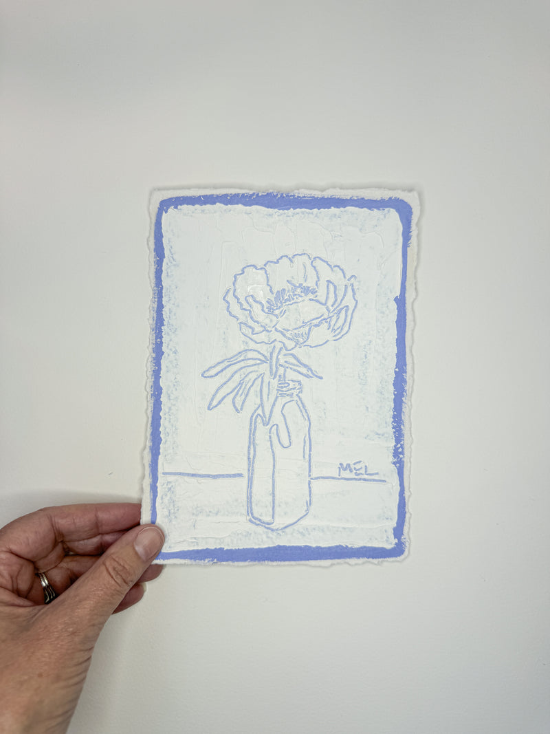 Sketched Milk Bottle Peony in Blue