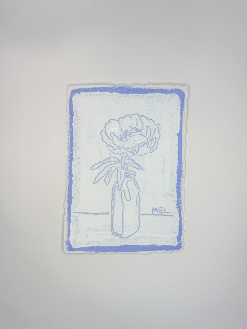 Sketched Milk Bottle Peony in Blue