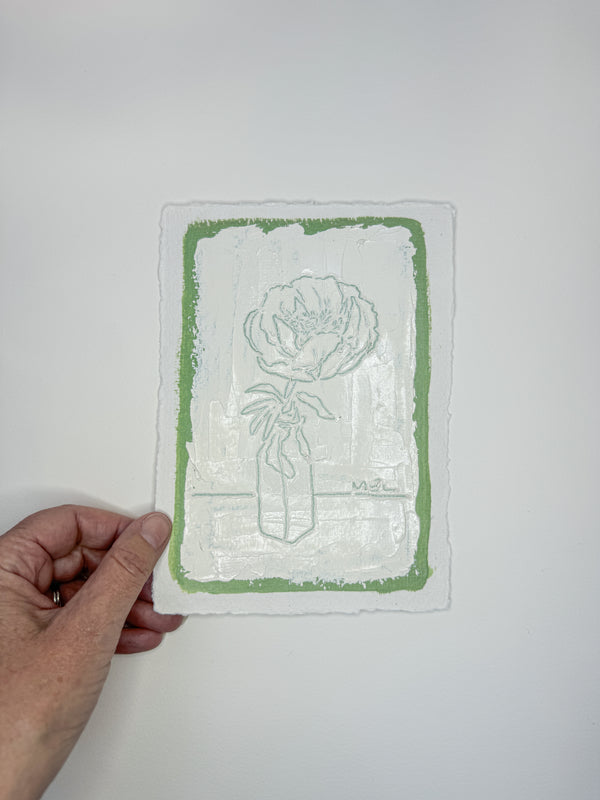 Sketched Milk Bottle Peony in Green