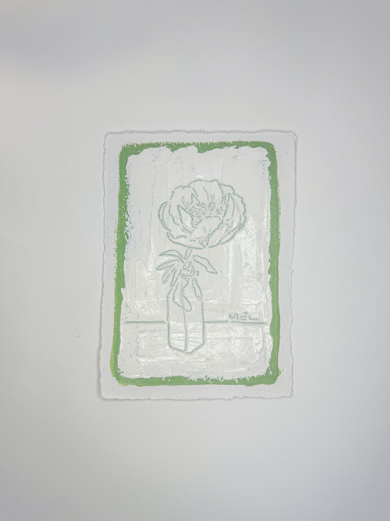 Sketched Milk Bottle Peony in Green