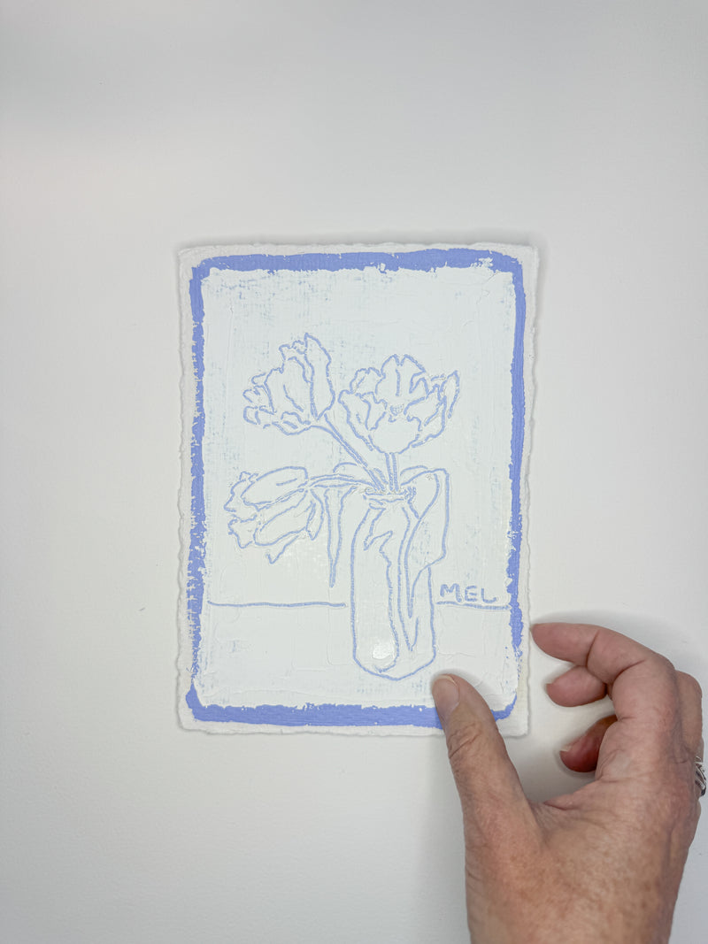 Sketched Milk Bottle Tulips in Blue