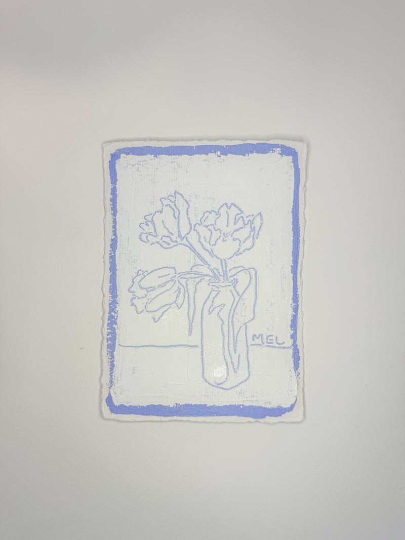 Sketched Milk Bottle Tulips in Blue