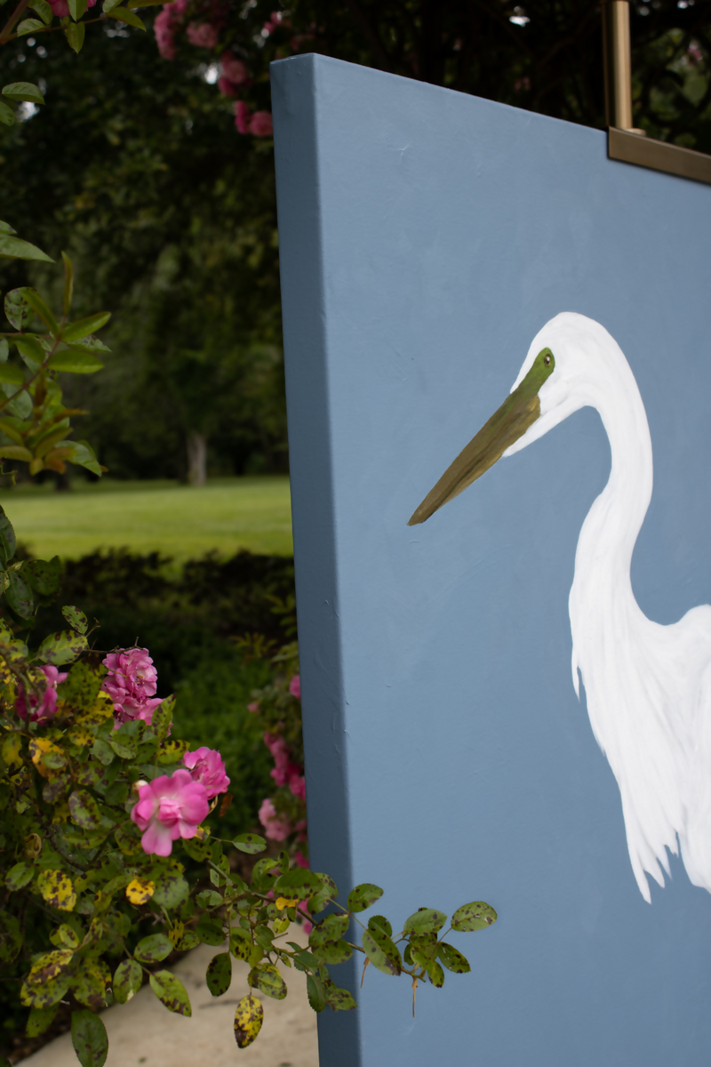 Egret in Chambray