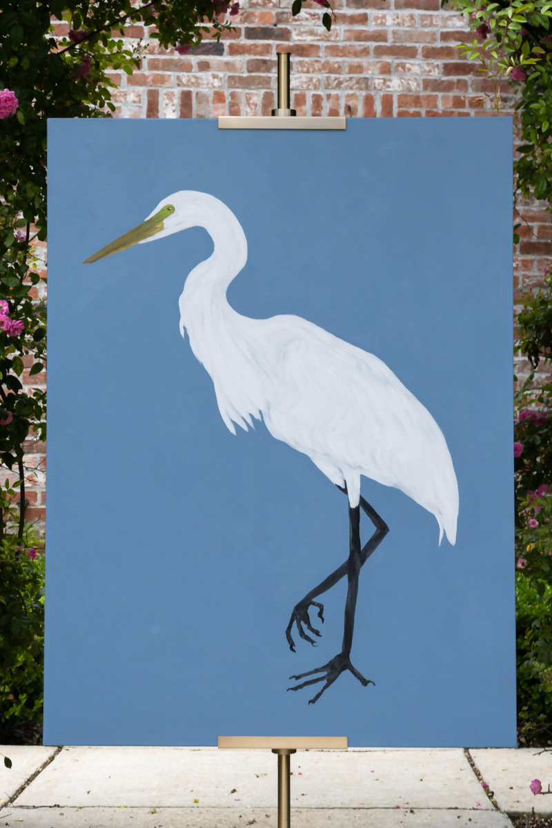 Egret in Chambray