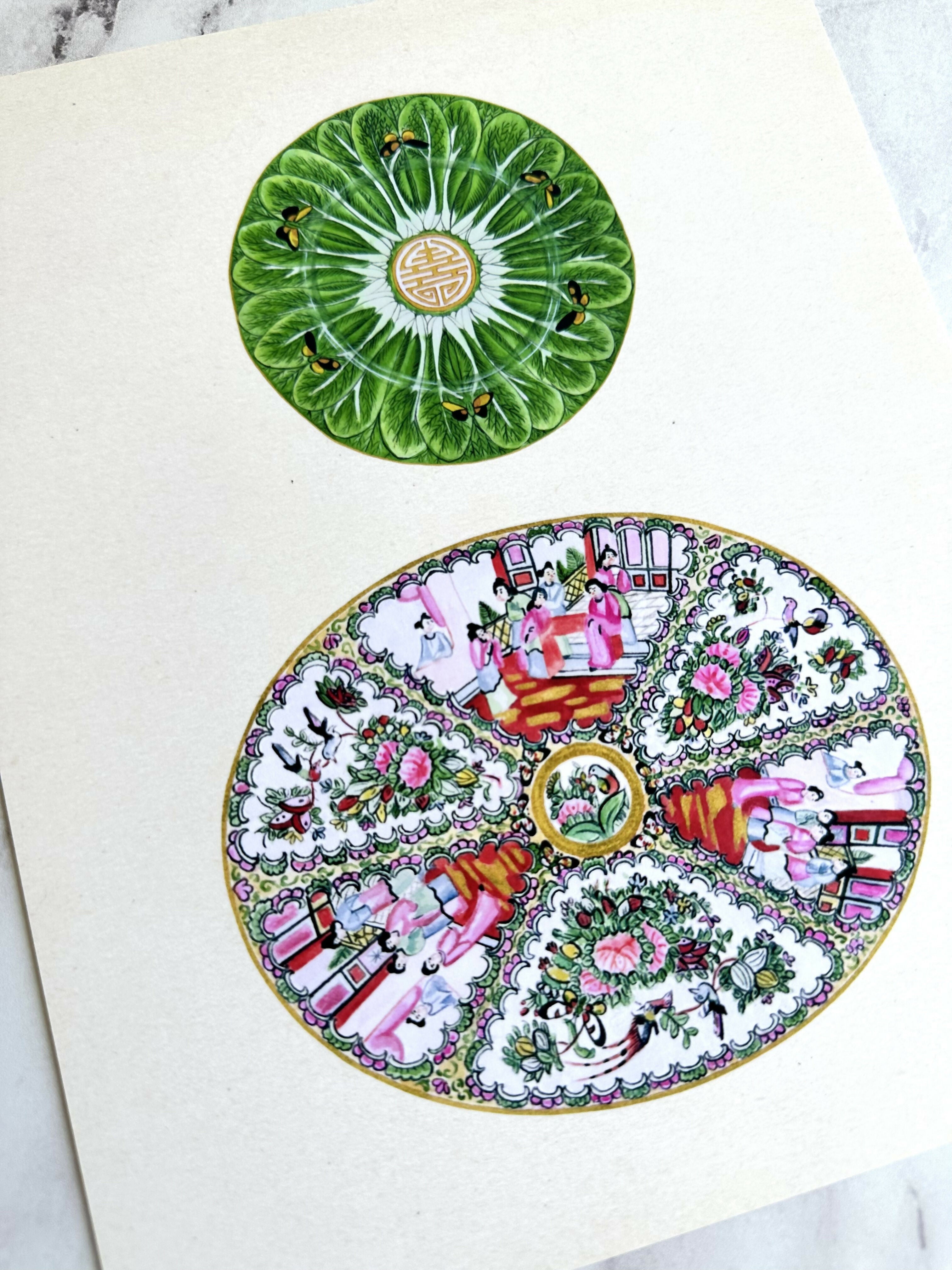 Bok Choy + Rose Medallion Platter Print