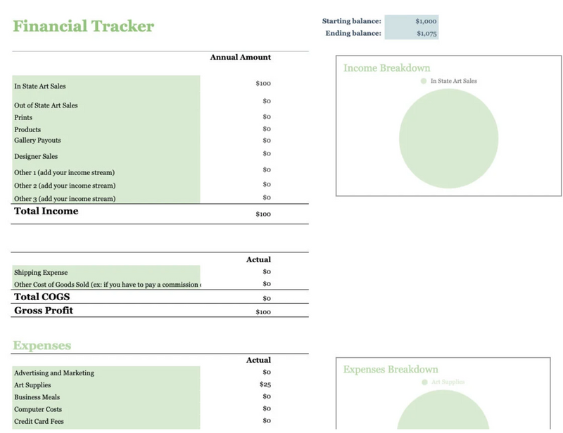 The Artist's Financial Tracker Workbook & Guide for Artists