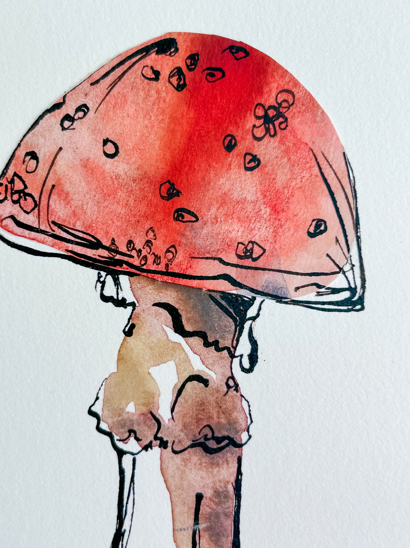 Mushroom Study in Rust Red No. 1