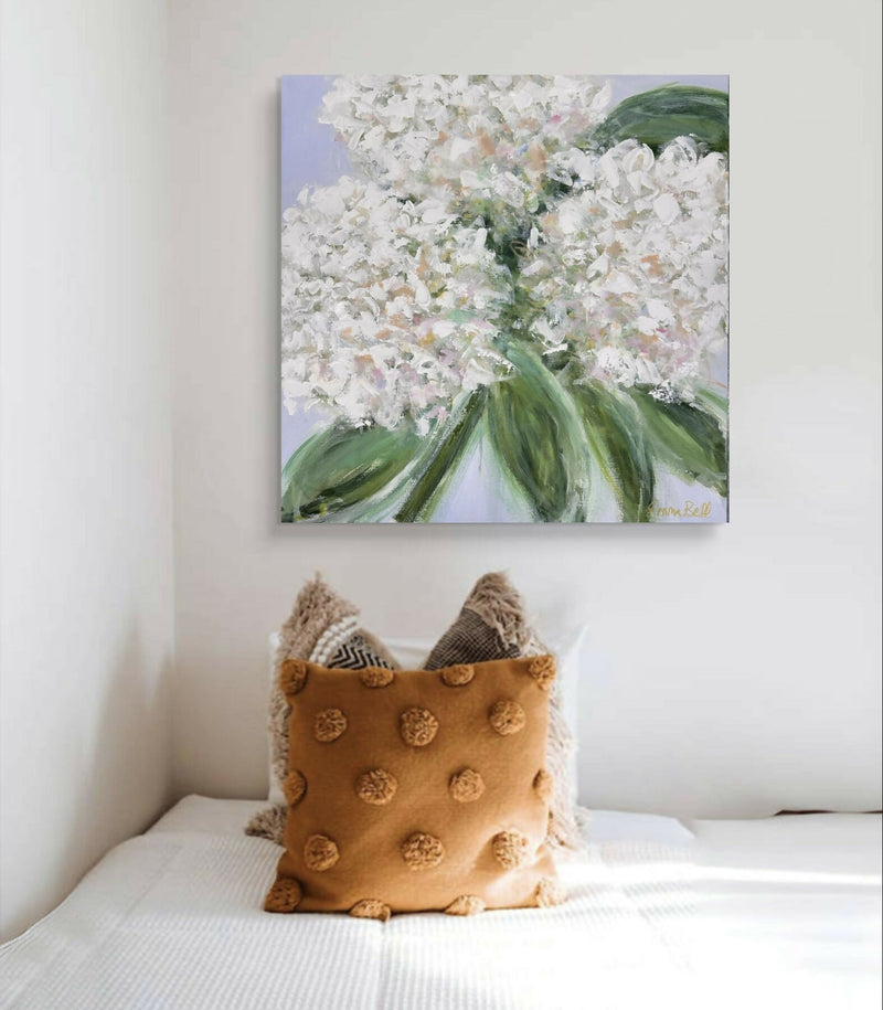 White Hydrangea Bloom 24”x24”