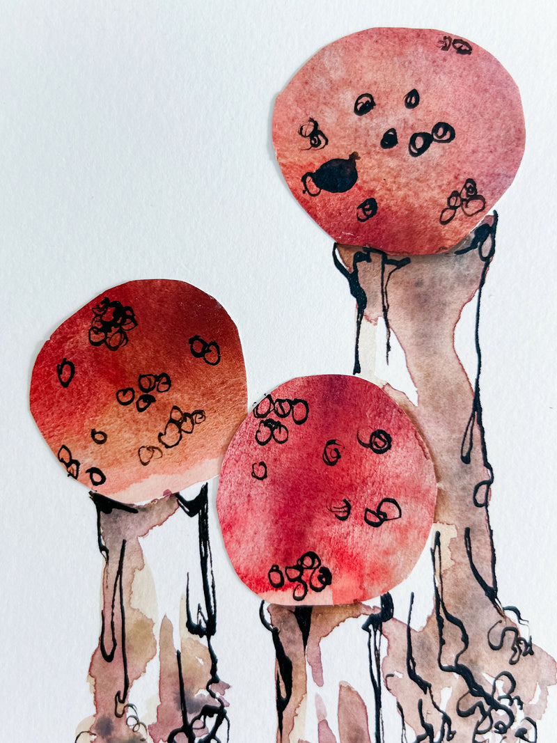 Mushroom Study in Rust Red No. 2