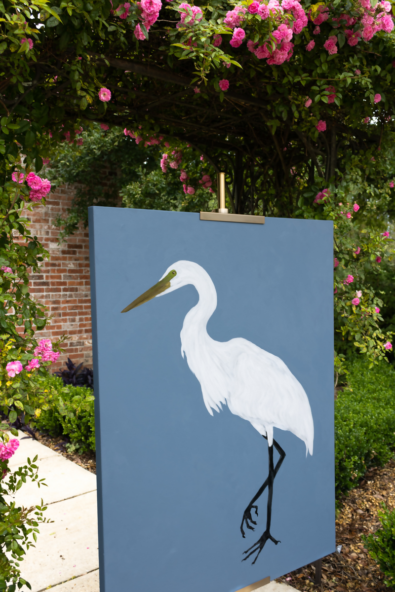 Egret in Chambray