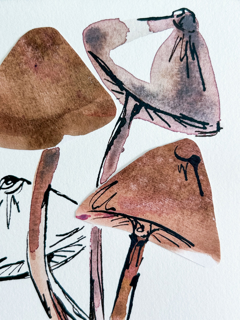 Mushroom Study in Burnt Umber