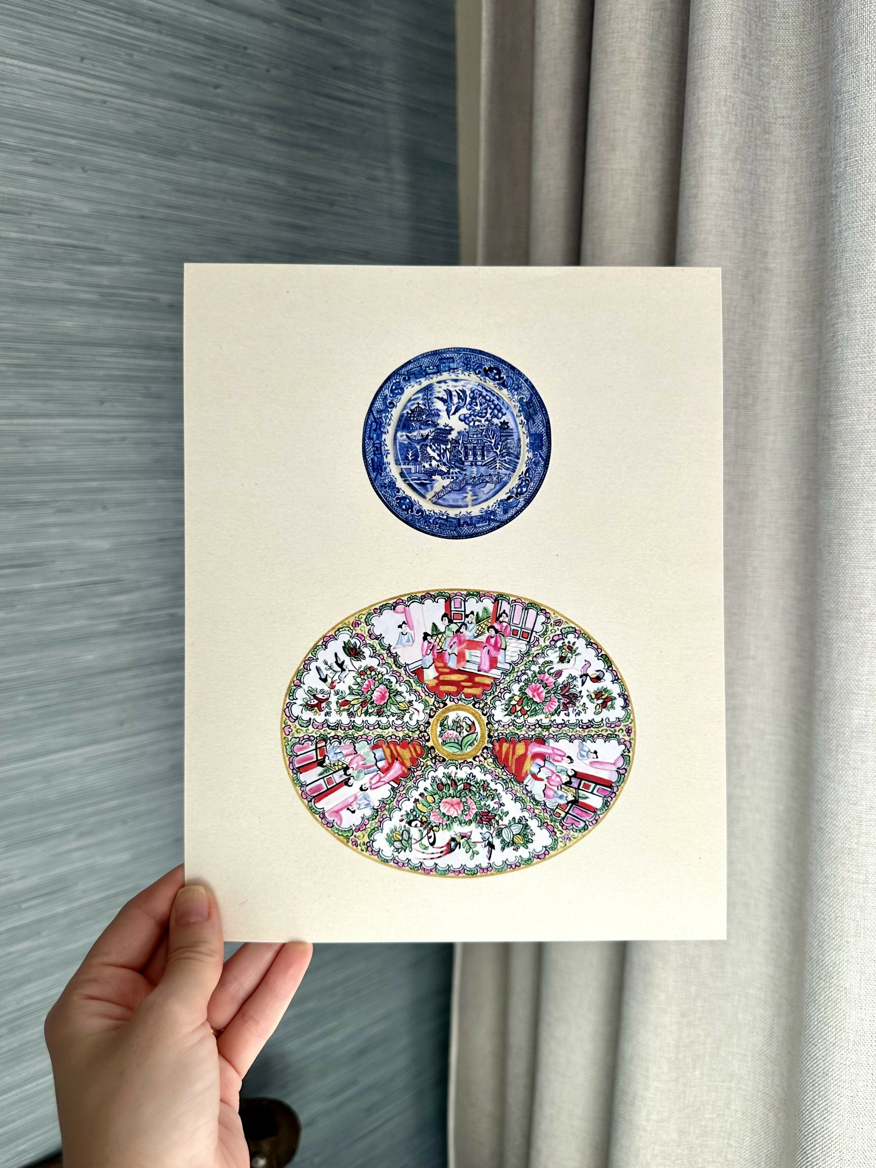Blue Willow + Rose Medallion Platter Print