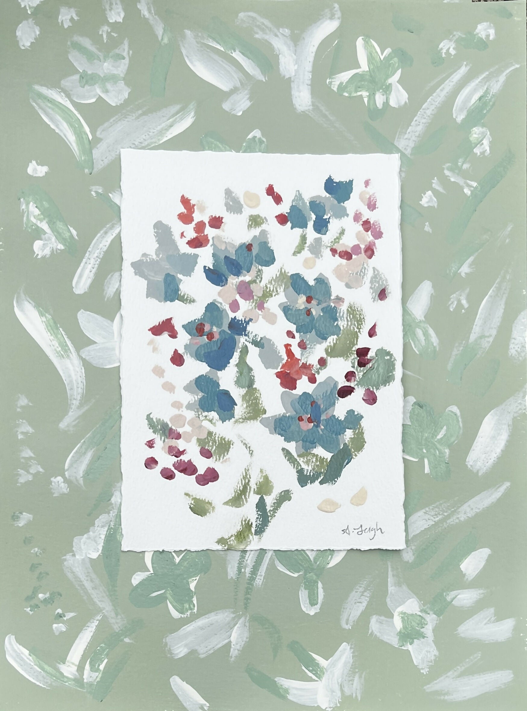Little Marks of Spring in Nature Green & Teal II