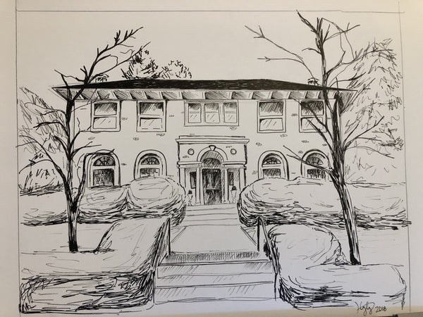 Custom House Drawing by Hayley Price 8 x 10 pen and ink on paper