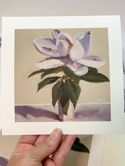 Milk Bottle Floral:  White Magnolia I, Archival Print